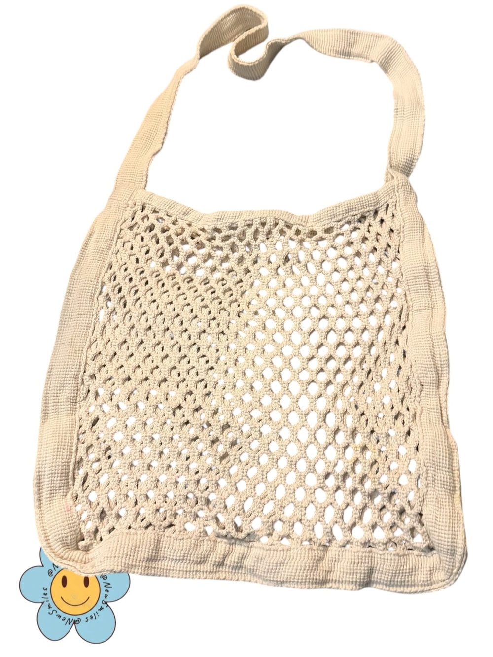 Shoulder Bag ~ Crocheted Mesh ~ Cream ~ Casual Everyday Tote ~ Great Condition